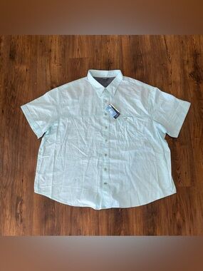 Izod Saltwater Dockside Chambray Button Down Short Sleeve 4XL Bachelor Button